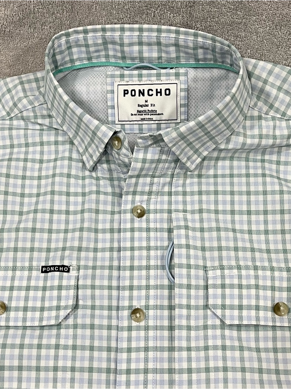 Poncho Outdoors Men's Long Sleeve Performance Shirt Medium Plaid